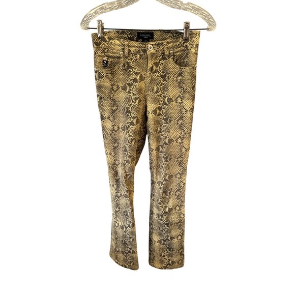 Guess Animal Print Skinny Jeans Cotton Blend Stretch Mid Rise 90s Y2K Artsy - Picture 1 of 5